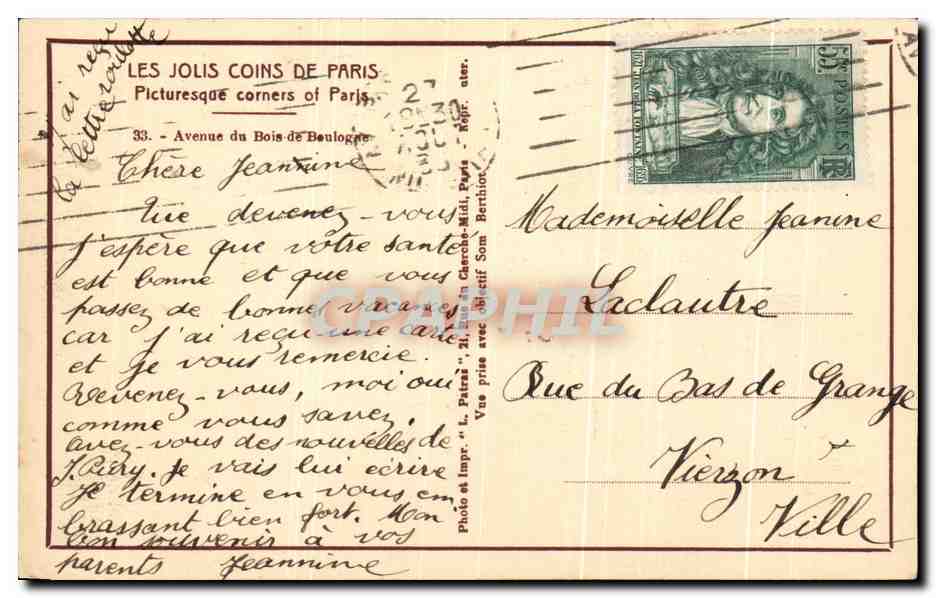 CPA Les Jolis coins de Paris Avenue du Bois de Boulogne Cheval — Verso