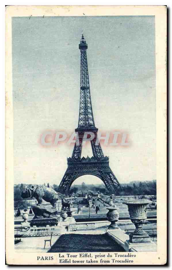 CPA Paris La Tour Eiffel prise du Trocadero Rhinoceeros 