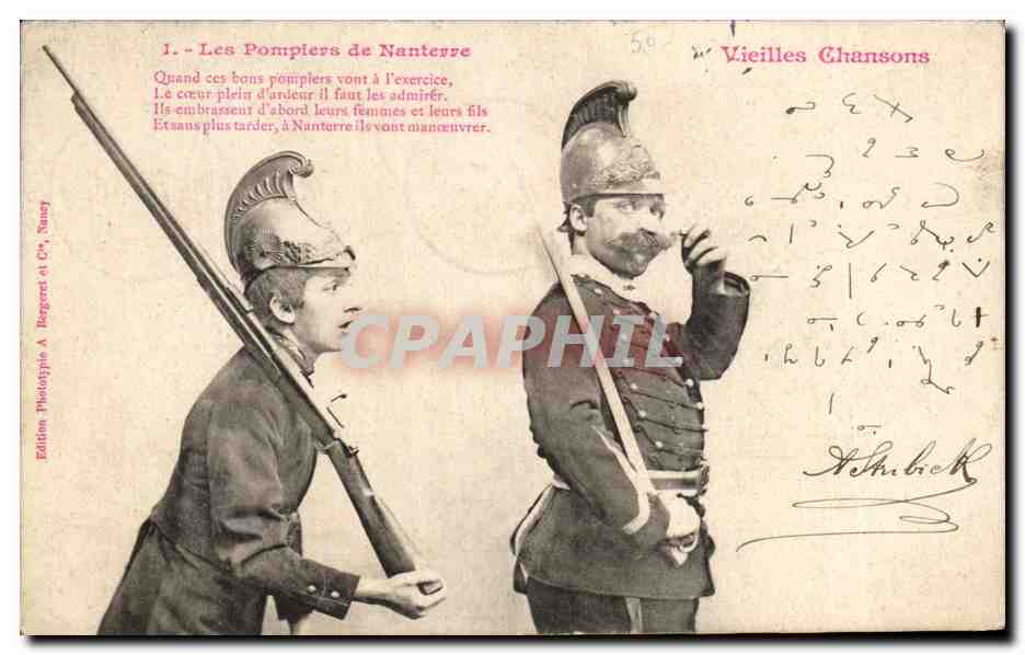 CPA Les pompiers de Nanterre Vieilles Chansons 