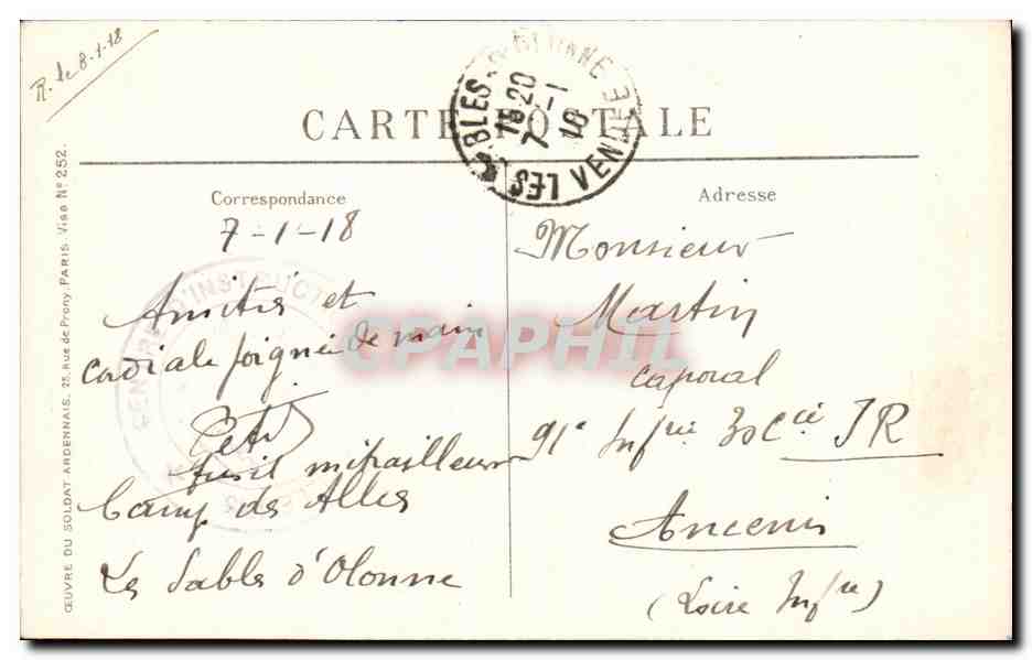 CPA Un baiser pour Papa Militaria — Rückseite