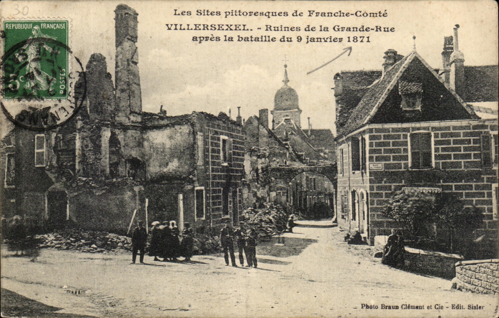 CPA Les Sites Pittoresque De France Comte Villersexel Ruines De La Grande Rue Apres la bataille 1871 Militaria