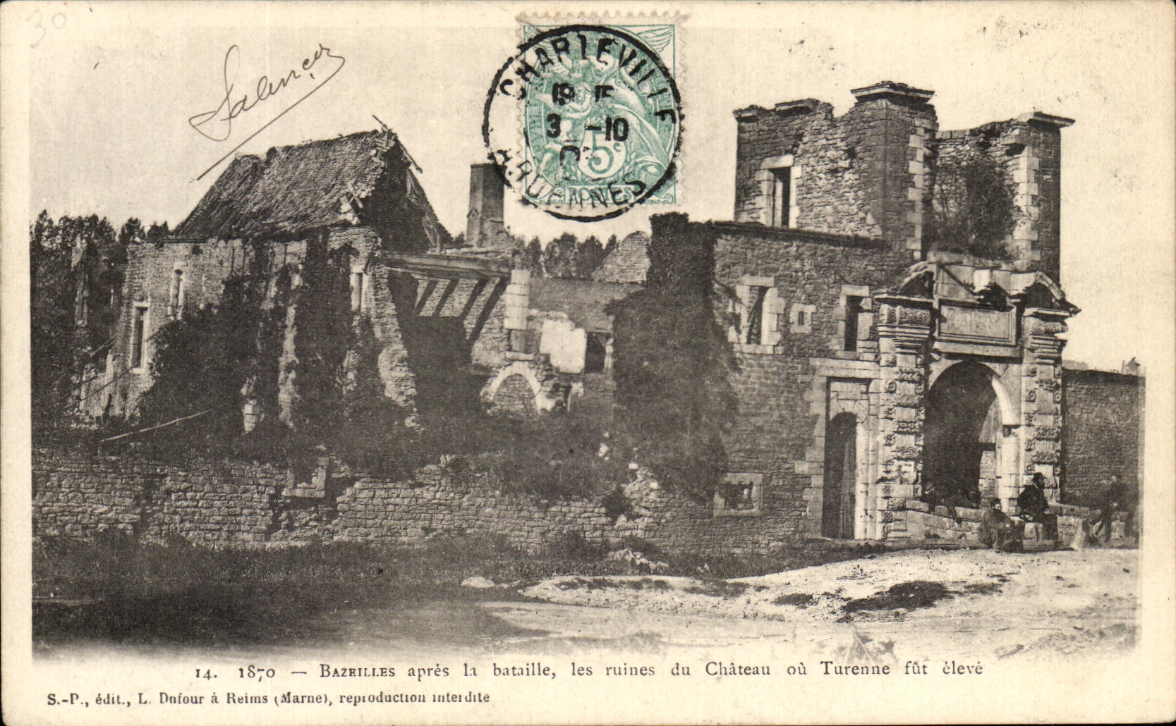 Bazailles — Ruines du château où Turenne fut élevé — S.-P., édit., L. Dufour à Reims (Marne)