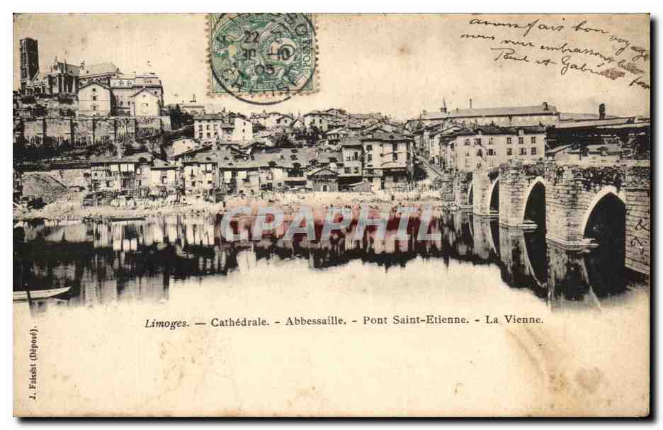 CPA Limoges Cathedrale Abbessaille Pont Saint Etienne La Vienne