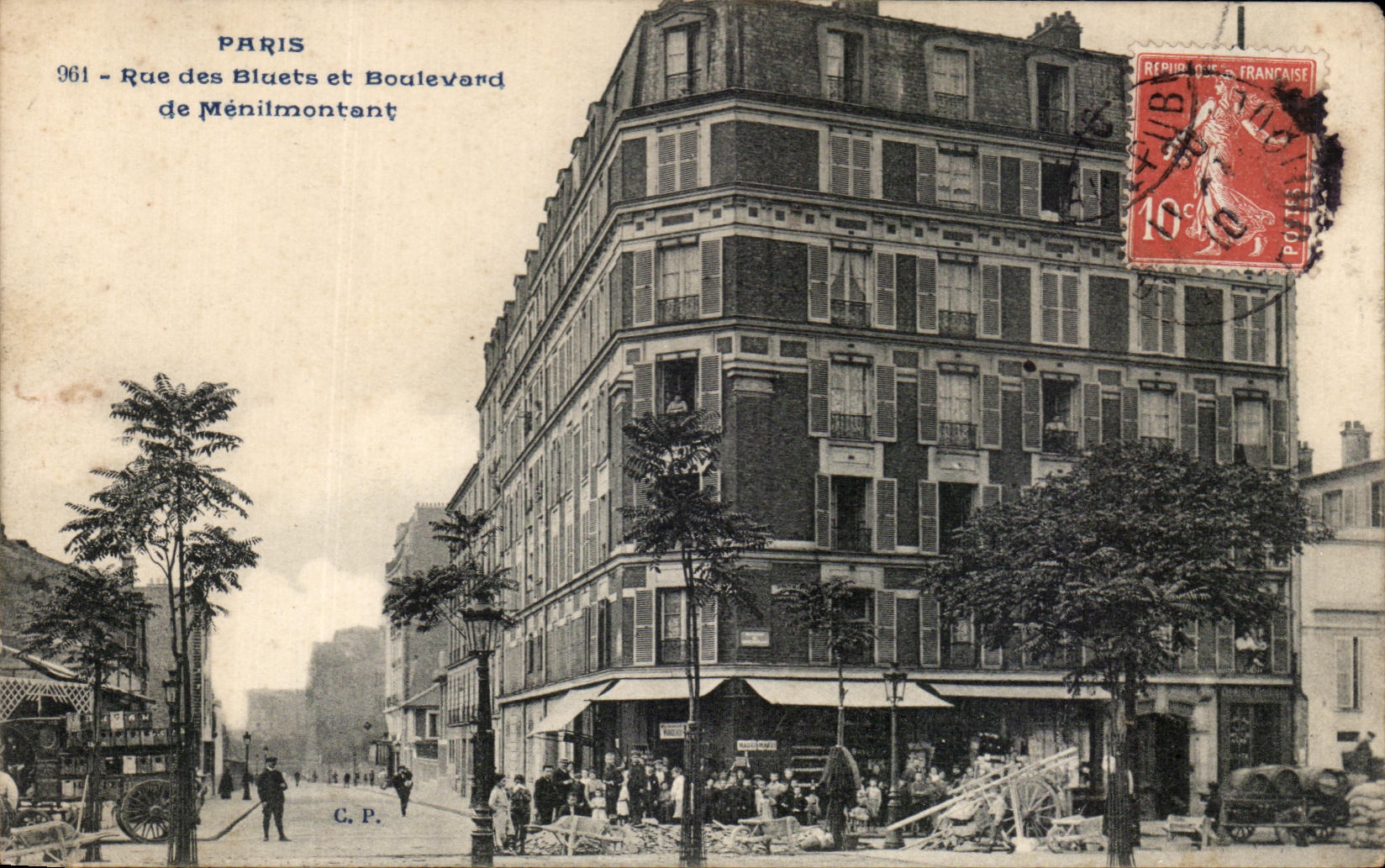 Parigi - Rue des Bluets e Boulevard de Ménilmontant — C.P. — editore C.P.