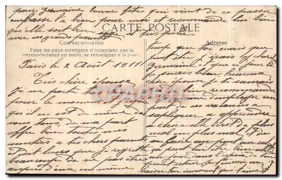 CPA Baiser de Paris Boulevard Montmartre — Rückseite