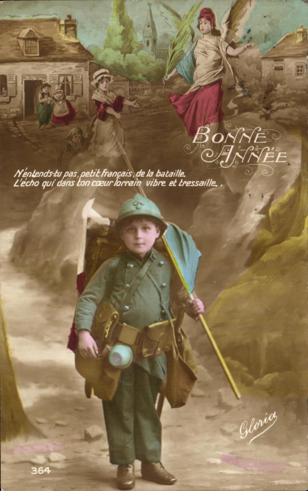 CPA Bonne Annee Enfant Militaria 