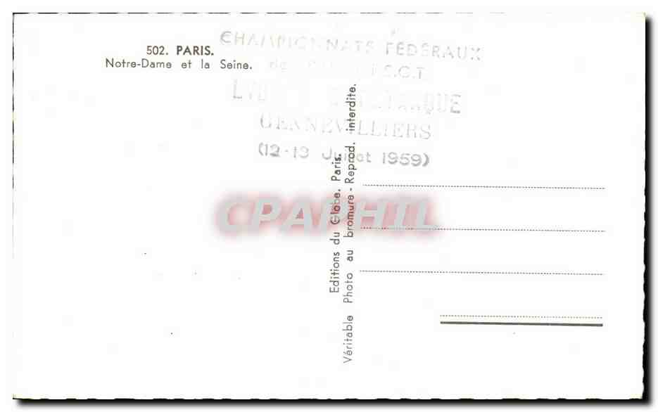 CPA Paris Notre Dame et le Seine — Verso