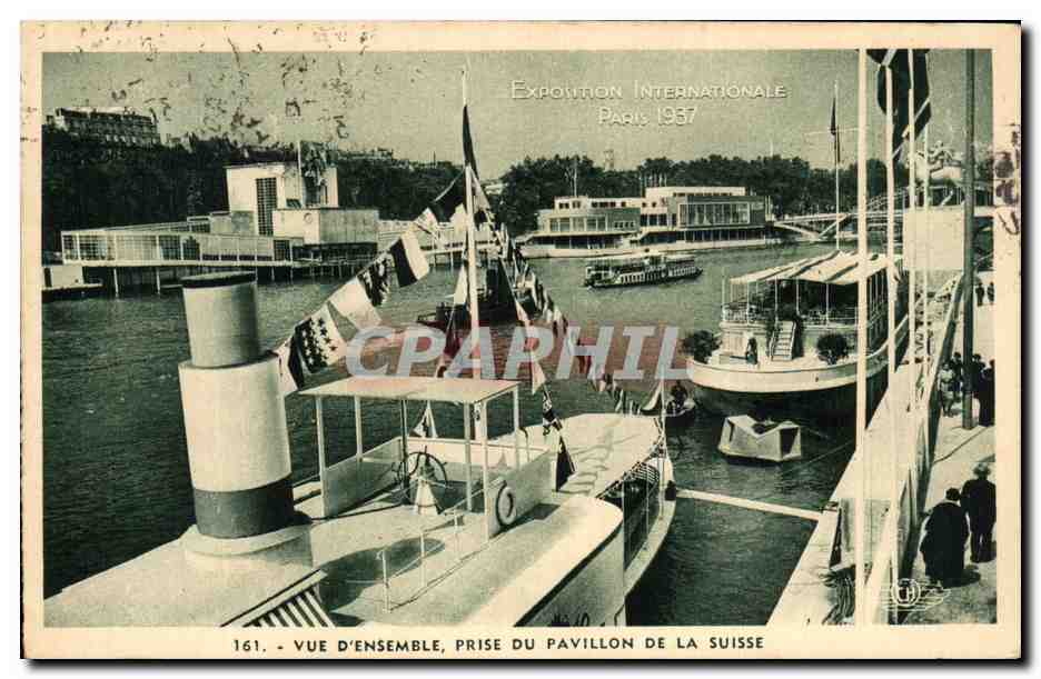 CPA Exposition Internationale Paris 1937 Vue D'Ensemble Prise Du pavillon de la Suisse Bateau