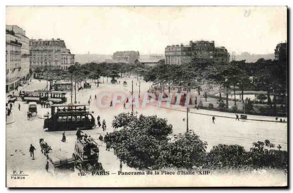 CPA Paris Panorama de la Place d'Italie Tramway