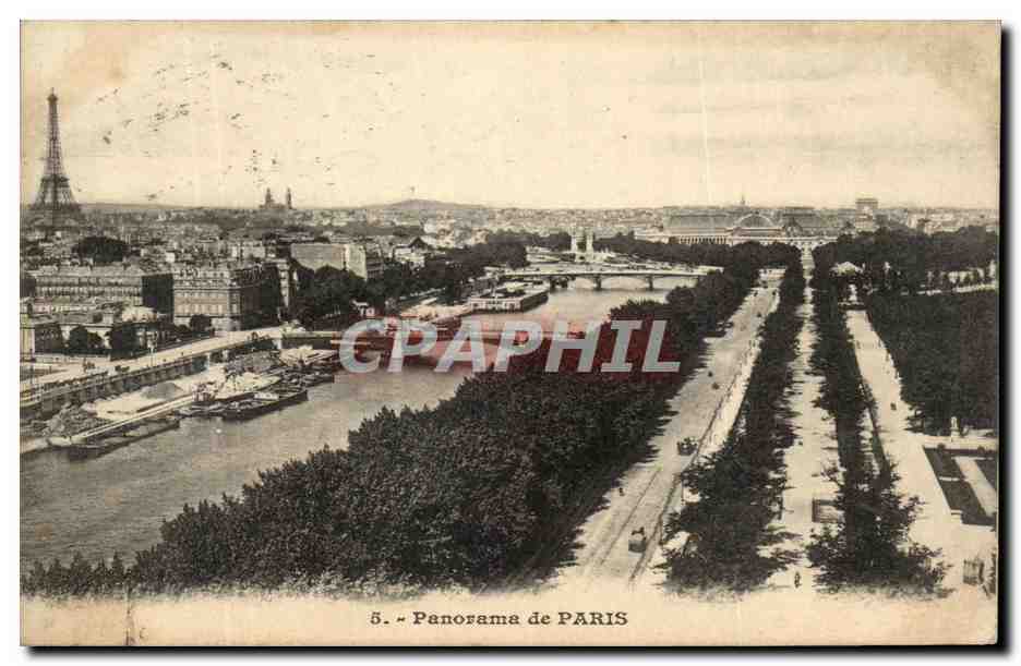 CPA Panorama de Paris Seine Tour Eiffel