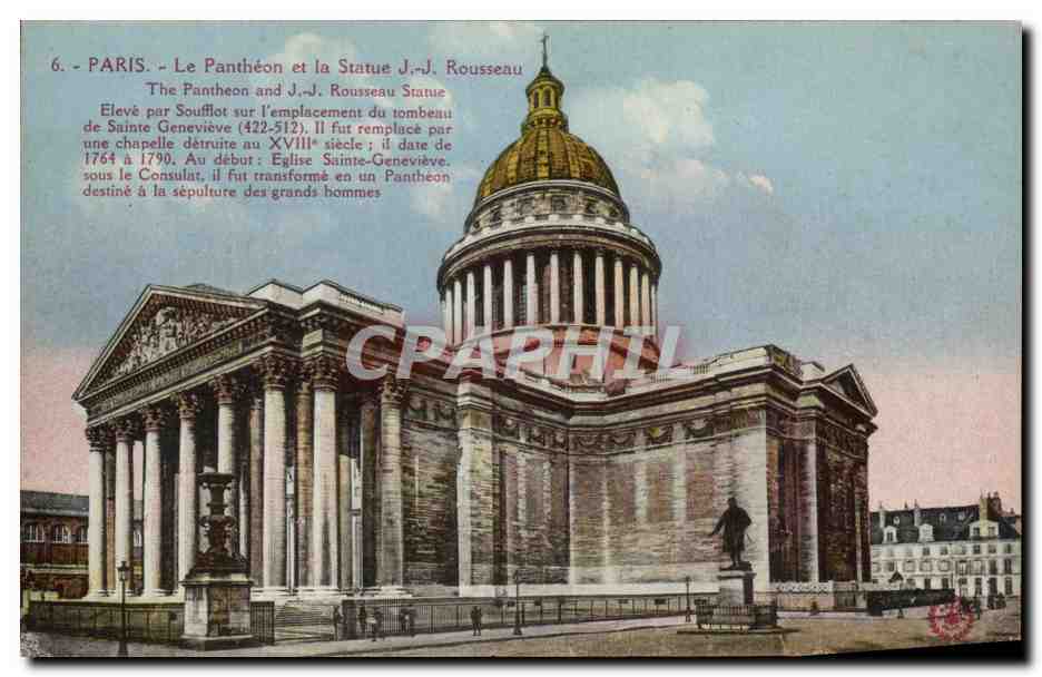 CPA Paris Le Pantheon Et La Statue Rousseau 