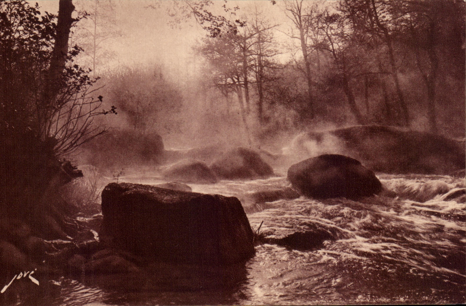Rivière en forêt — vapeurs — Éditions JOVÉ, Pau (B.P.)