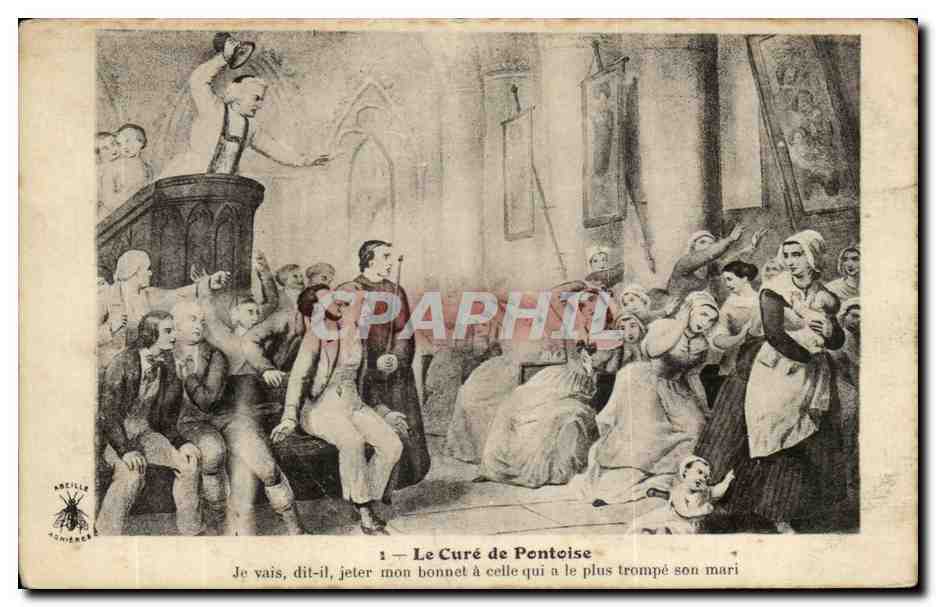 CPA Le Cure de pontoise Je vais dit il Jeter Mon bonnet a celle qui a le plus trompe son mari