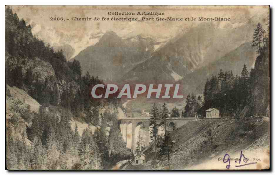 CPA Chemin de fer electrique Pont Ste Marie et le Mont Blanc