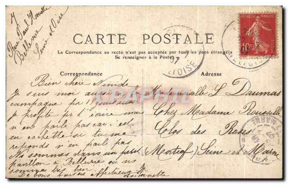 Bellevue-Meudon — Le Bassin de l'Avenue Mélanie et la Rue du Bassin — F. C. E. — Verso