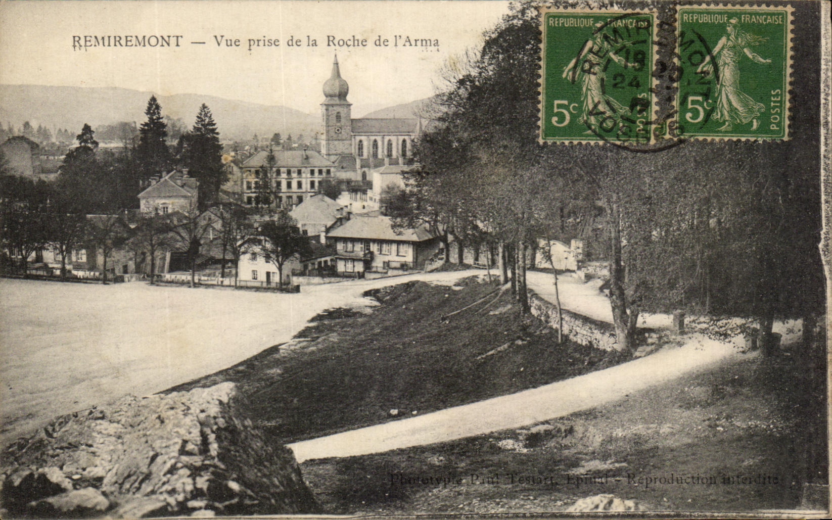 Remiremont — Ansicht vom Roche de l'Arma — Phototypie Paul Testart