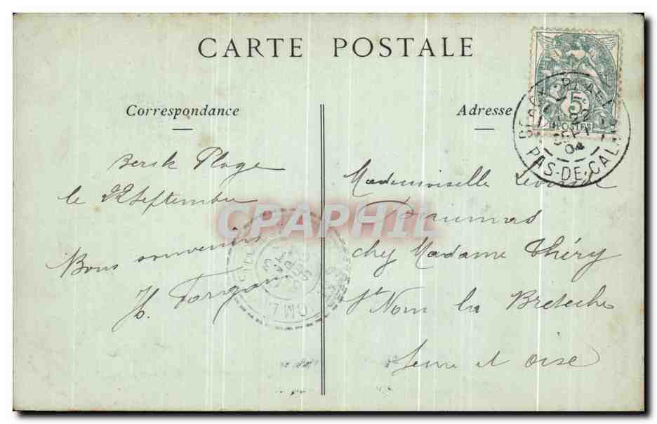 CPA Berck Plage Le Kursaal et la Villa des Tamaris — Rückseite