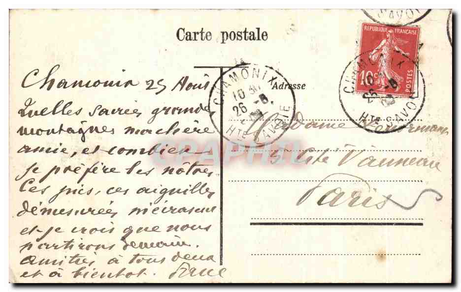CPA Chamonix Avenue de la Gare — Verso