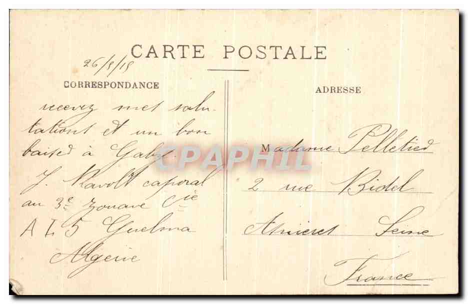 CPA Guelma Rue et Place Saint Augustin Algerie — Verso