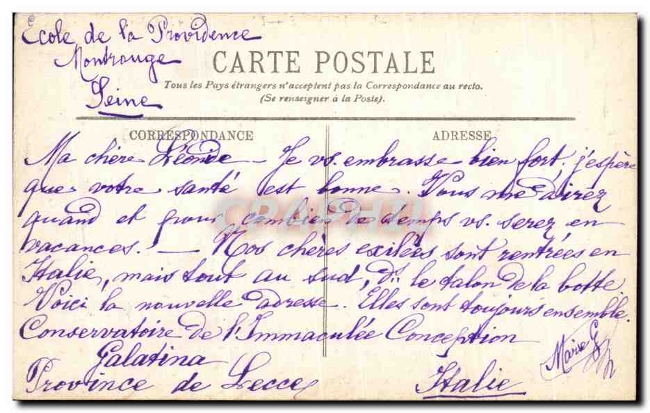 CPA Lourdes Benediction — Verso