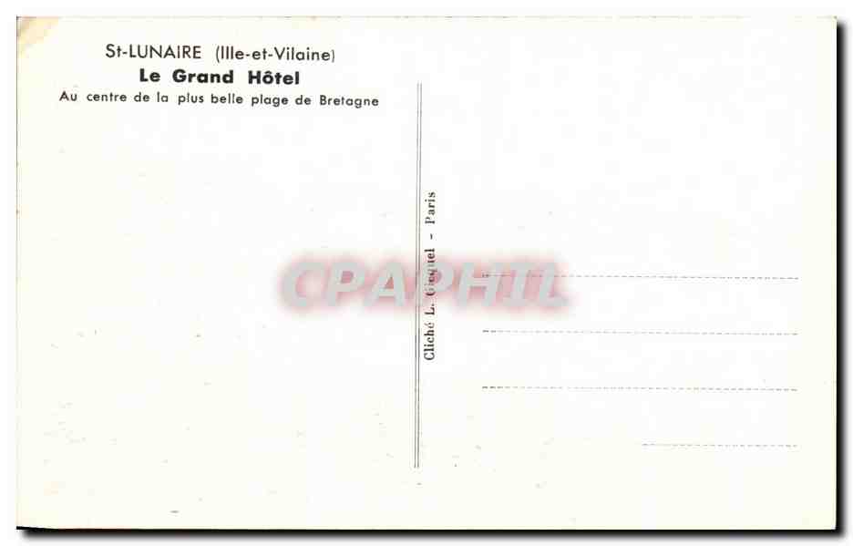 CPA St Lunaire Le Grand Hotel  — Verso