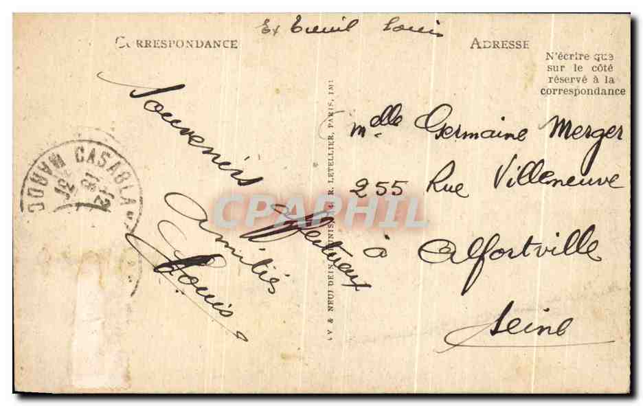 CPA Casablanca Marabout de Sidi El Kaorouan Maroc  — Verso