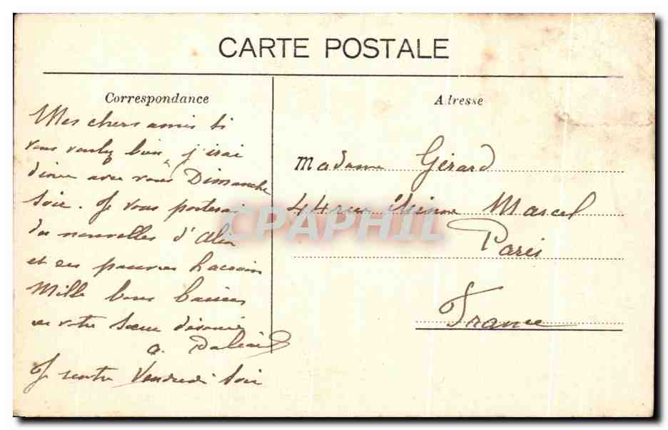 CPA Geneve Sentier des Saules — Verso