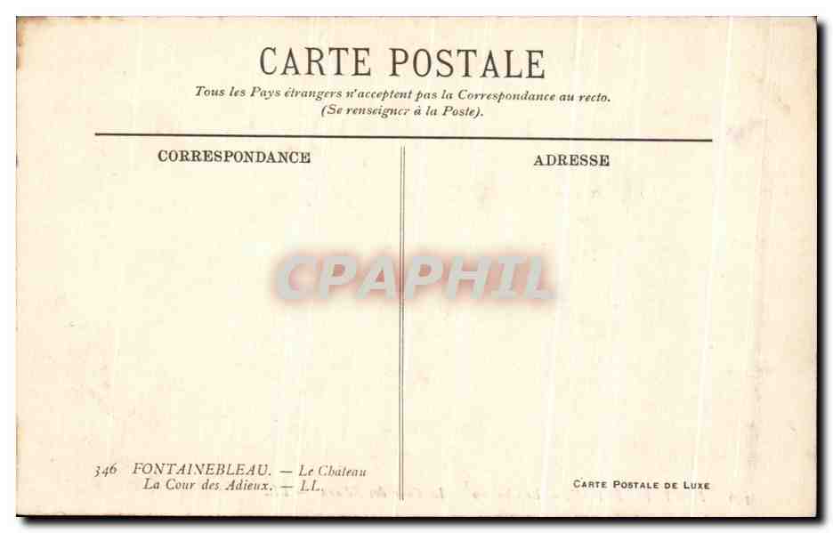 Fontainebleau — El Castillo — La Cour des Adieux — LL — n°346 — Reverso
