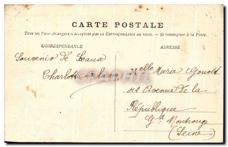 CPA Chateau de Sceaux Le Chateau pris du cote du Pavillon des Groupes et Grille d'Honneur — Rückseite