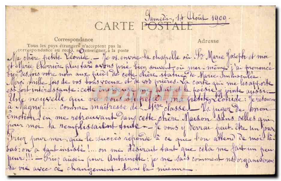 CPA Soeurs De Saint Vincent De Paul La Maison Blanche Paris La Chapelle — Rückseite