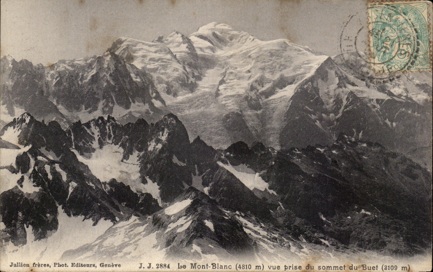 Le Mont-Blanc (4810 m) vue prise du sommet du Buet (3109 m) — Jullion frères, Phot. Editeurs, Genève, n° J.J. 2884