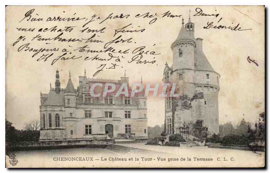 CPA Chenonceaux Le Chateau Et La Tour Vue Prise De La Terrasse