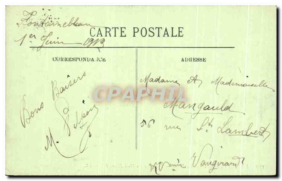 Fontainebleau — La Forêt — Uitzicht genomen vanaf de Mail Henri IV — LL. — N° 180 — Achterkant