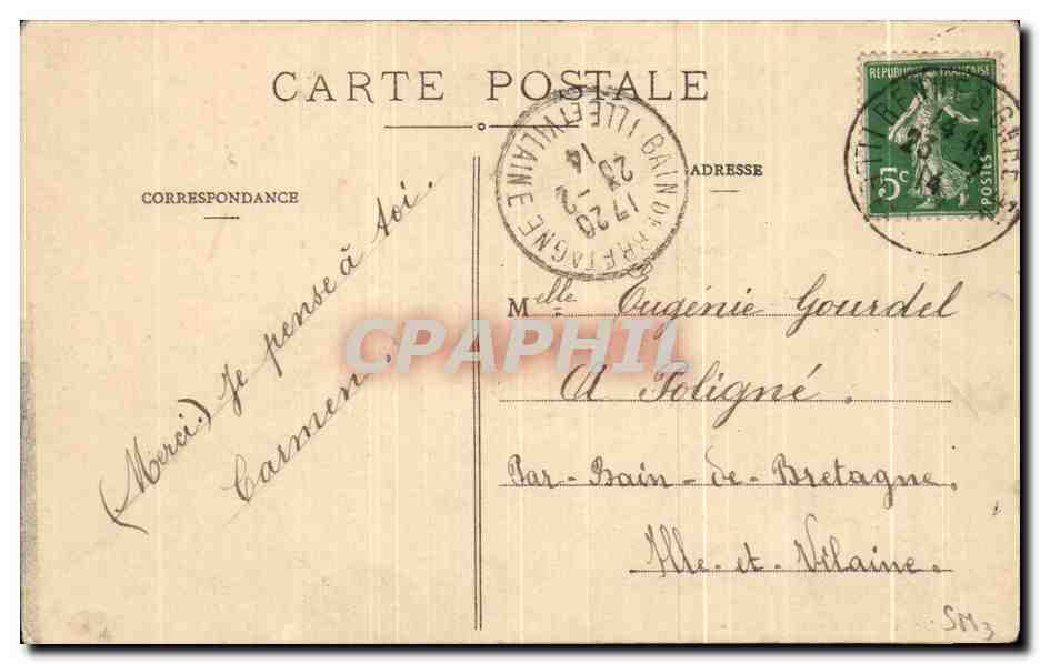 CPA Rennes Pensionnat Saint Genevieve Faubourg de Nantes Statue Sainte Genevieve — Back