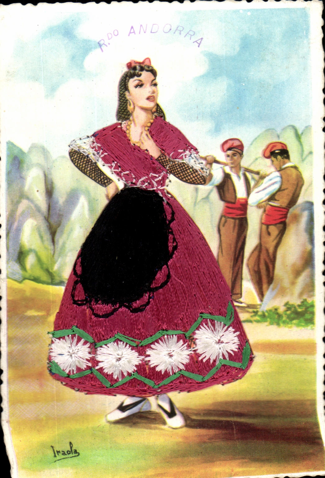 Femme en costume andorrain — Andorre — éditeur Iraola, n° de série non visible