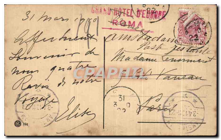 CPA Roma Monte Palatino Quartiere Del Pretoriani — Rückseite