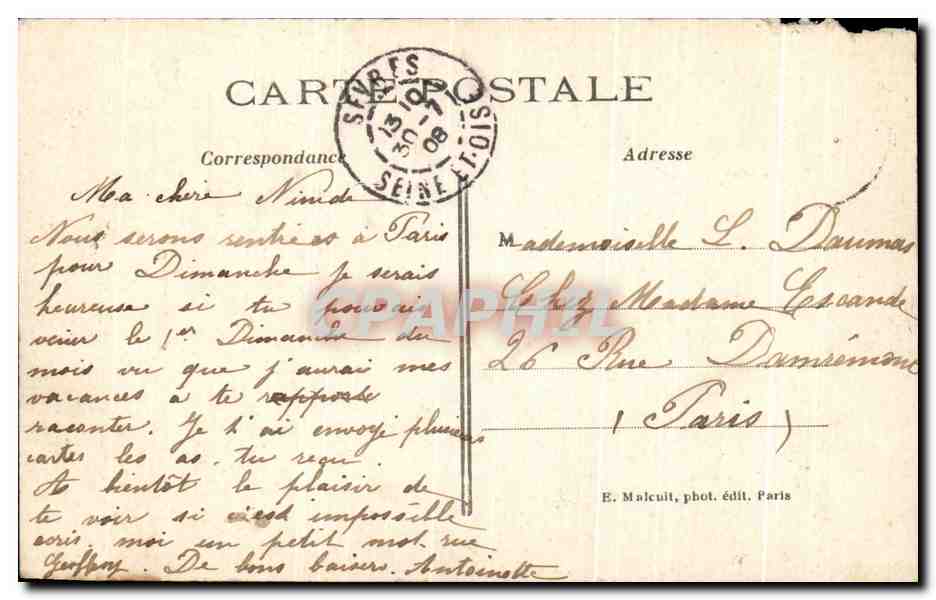 CPA Souvenir Porte Bonheur Porte De Sevres Trefles — Verso