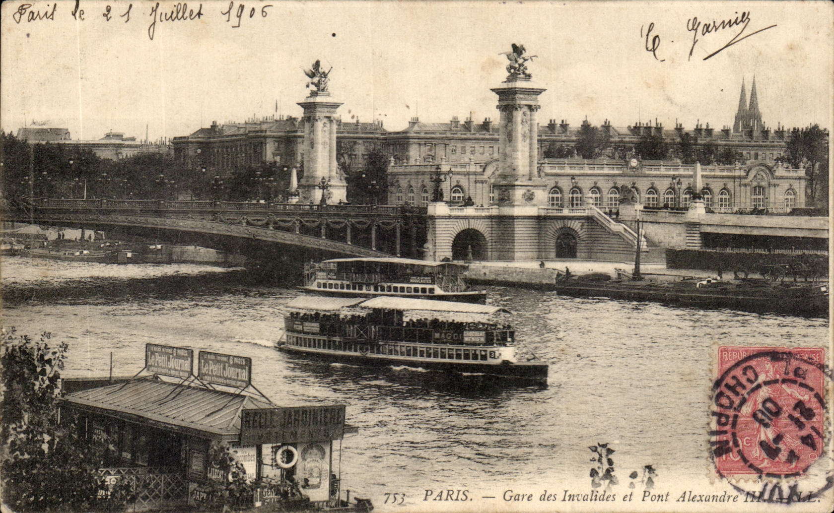 CPA Paris Gare Des Invalides Et Pont Alexandre III Peniche 
