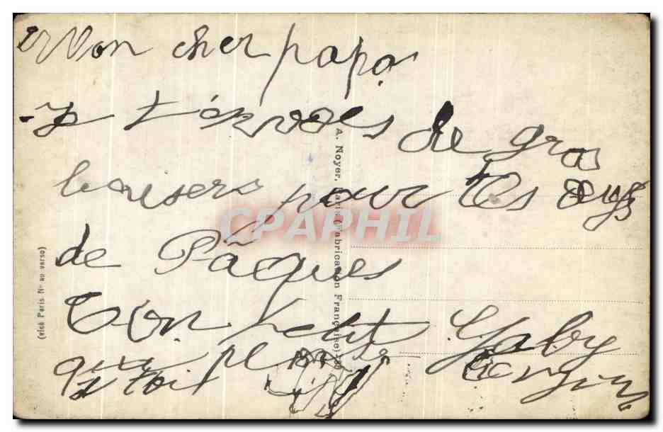 CPA Heureuses Paques Enfant Militaria  — Rückseite