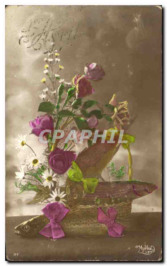 CPA 1er Avril Poissons Paques