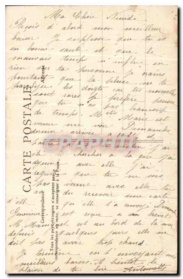 CPA La Ville Du Bois Une Allee du Chateau au Bord de L'Etang Paysans — Rückseite
