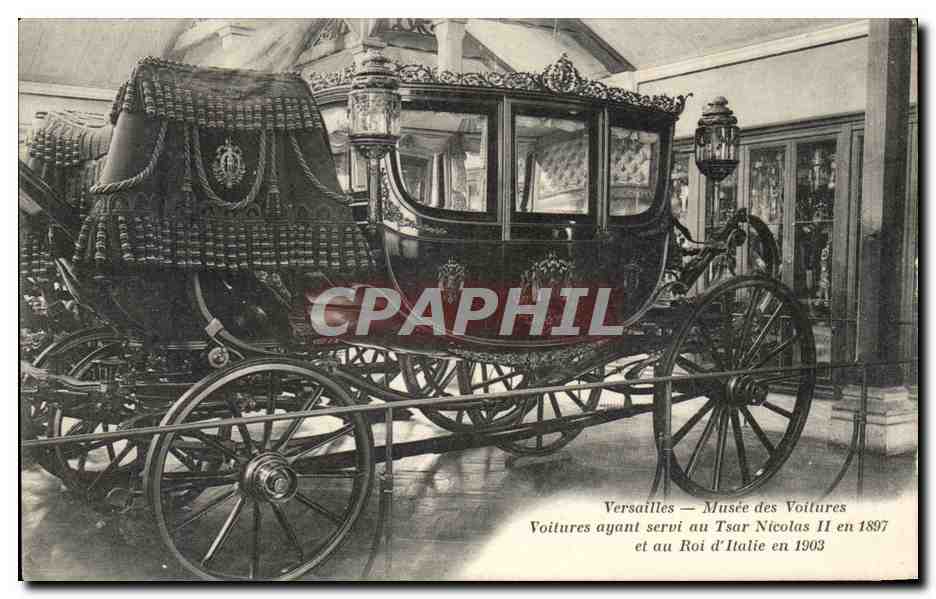 CPA Versailles Musee des Voitures Voitures ayant servi au Tsar Nicolas II en 1897 