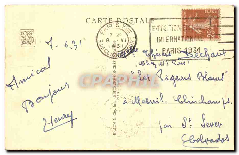 CPA Algerie Minaret Exposition coloniale Internationale 1931 Paris  — Rückseite