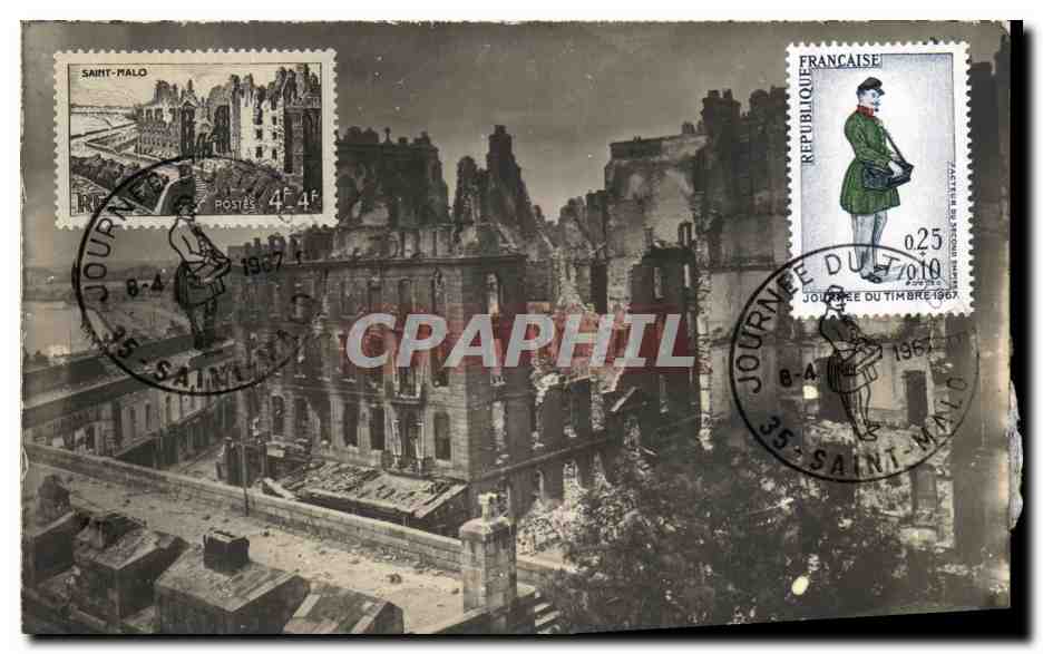 CPA Journee du timbre Saint Malo 1957 Ruines 