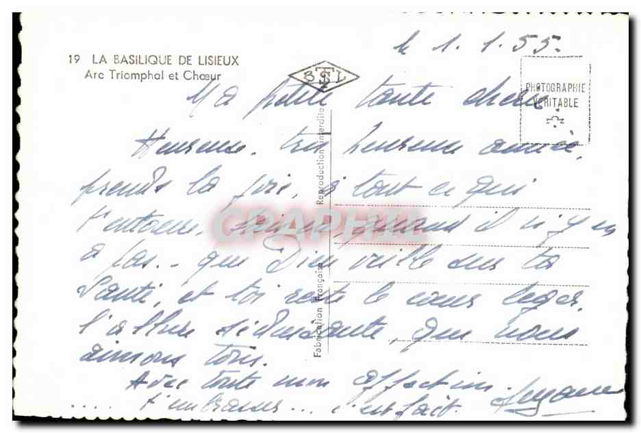 CPSM la Basilique De Lisieux Are Triomphal et Choeur — Verso