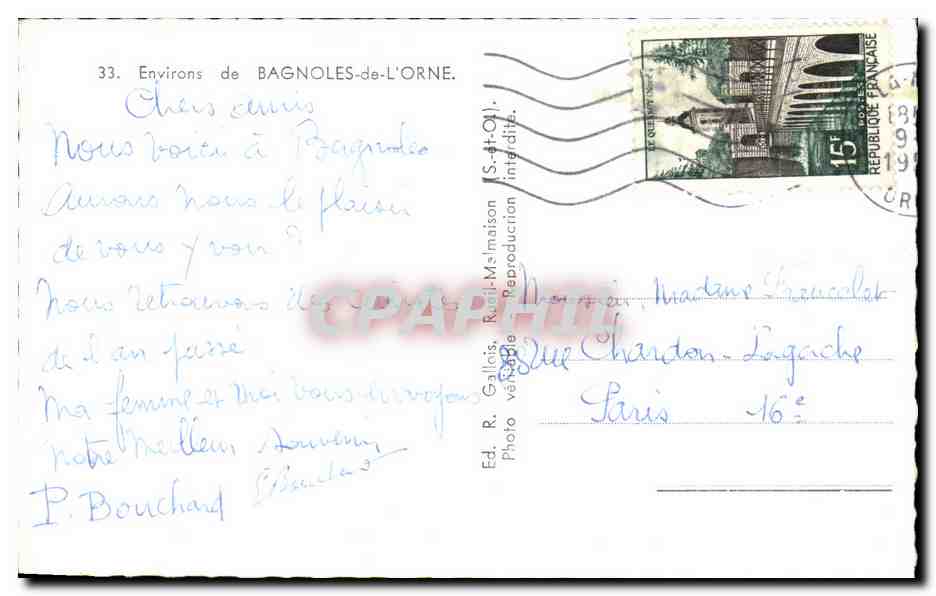 Bagnoles-de-l'Orne — Wieża Bonvouloir — Wyd. R. Gallais, S.-et-O. — Rewers