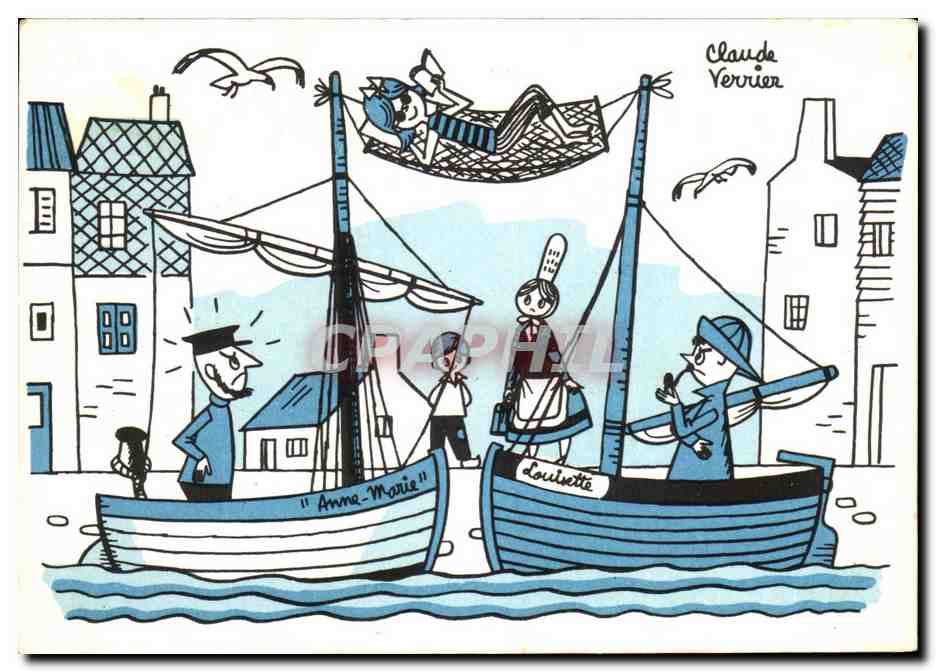 CPA claude Verrier Bateaux de peche Anne marie louisette