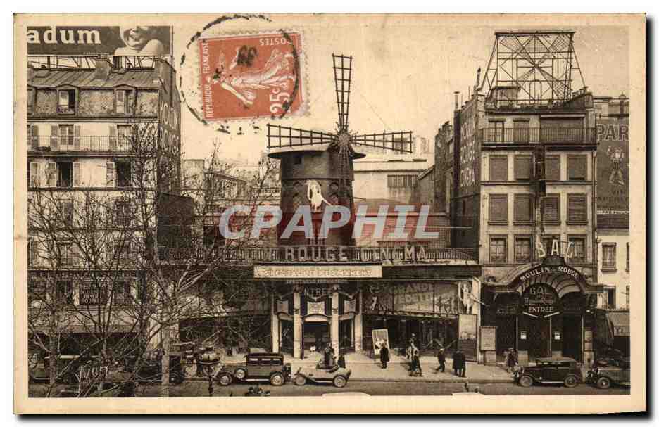 CPA Paris En Flanant Le Bel Et Le Cinema Du Moulin Rouge