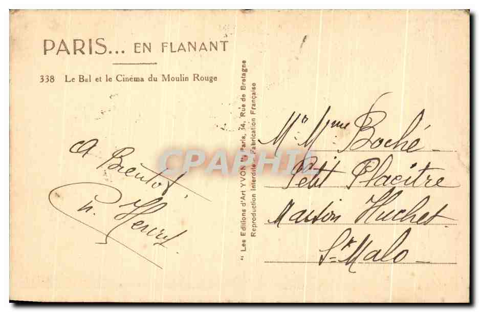 CPA Paris En Flanant Le Bel Et Le Cinema Du Moulin Rouge — Rückseite