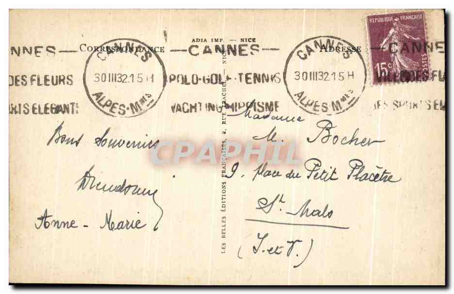 CPA Cannes Le Palm Beach Casino d'Ete — Rückseite